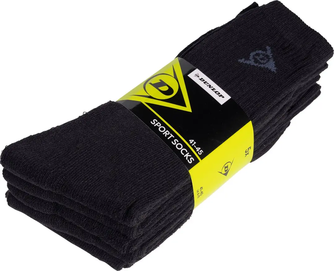 Dunlop Heren Sportsok 5-Pack - Zwart - Maat 41-45