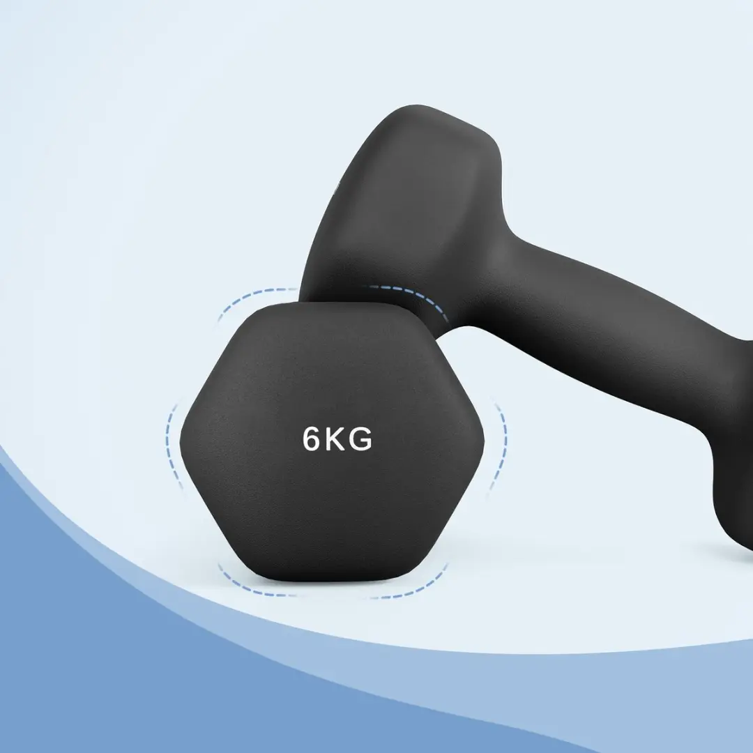 Songmics Hexagon Dumbbells 2x6 kg - Neopreen - Inktzwart