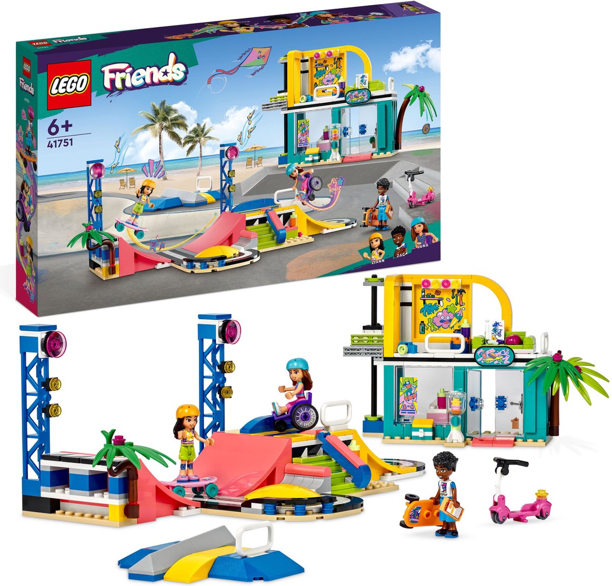 LEGO Friends Skatepark Bouwset met Liann, Zac en Luna Minipoppetjes - 41751