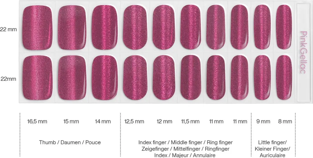 Pink Gellac UV Nagelstickers Cat Eye Flamenco Red - 20 Stuks