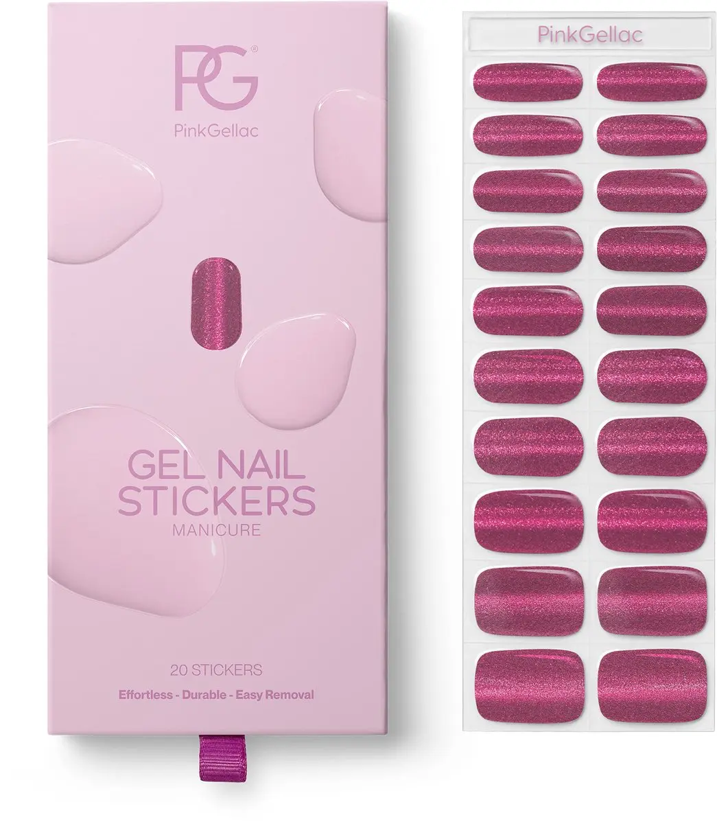 Pink Gellac UV Nagelstickers Cat Eye Flamenco Red - 20 Stuks