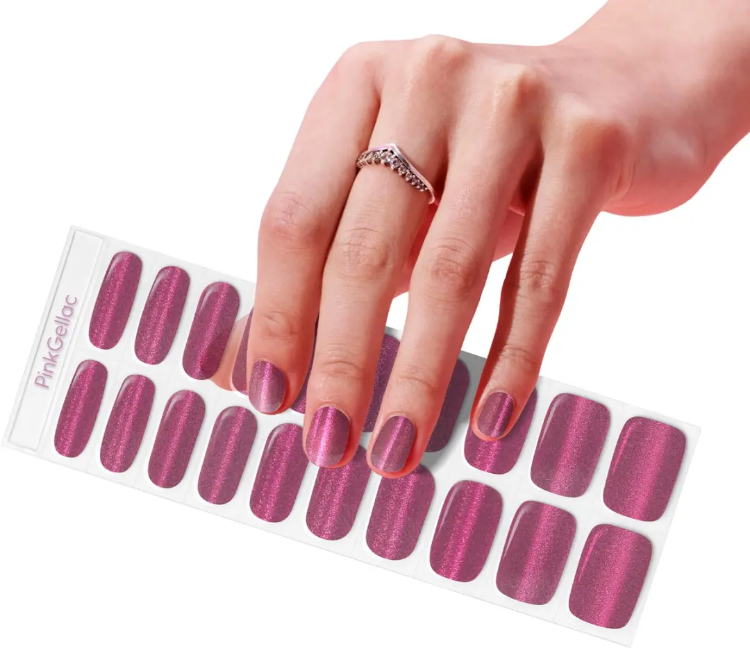 Pink Gellac UV Nagelstickers Cat Eye Flamenco Red