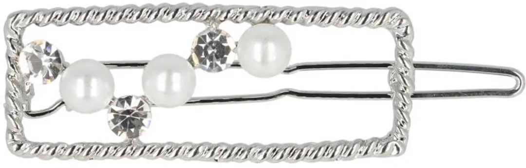 Haarsoires Haarspeld 4,5cm - Recht - Parel Strass - Zilver