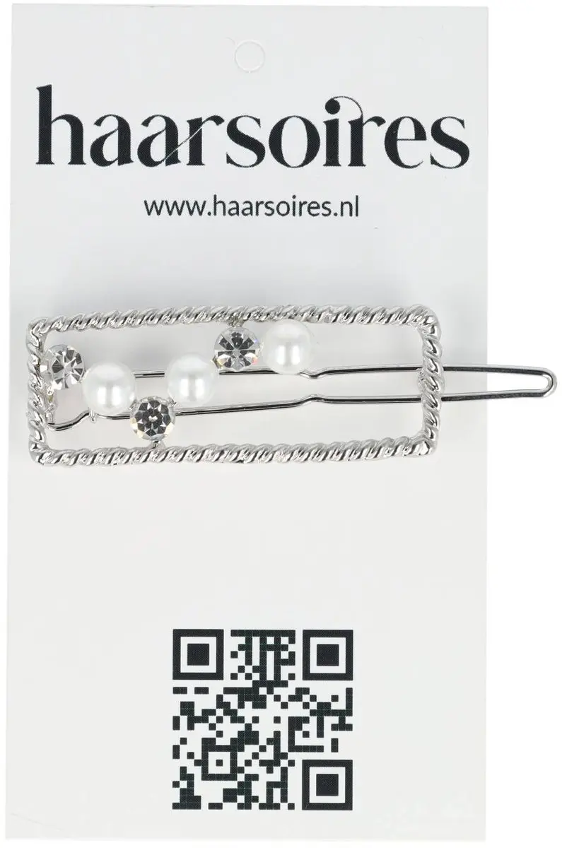 Haarsoires Haarspeld 4,5cm - Recht - Parel Strass - Zilver