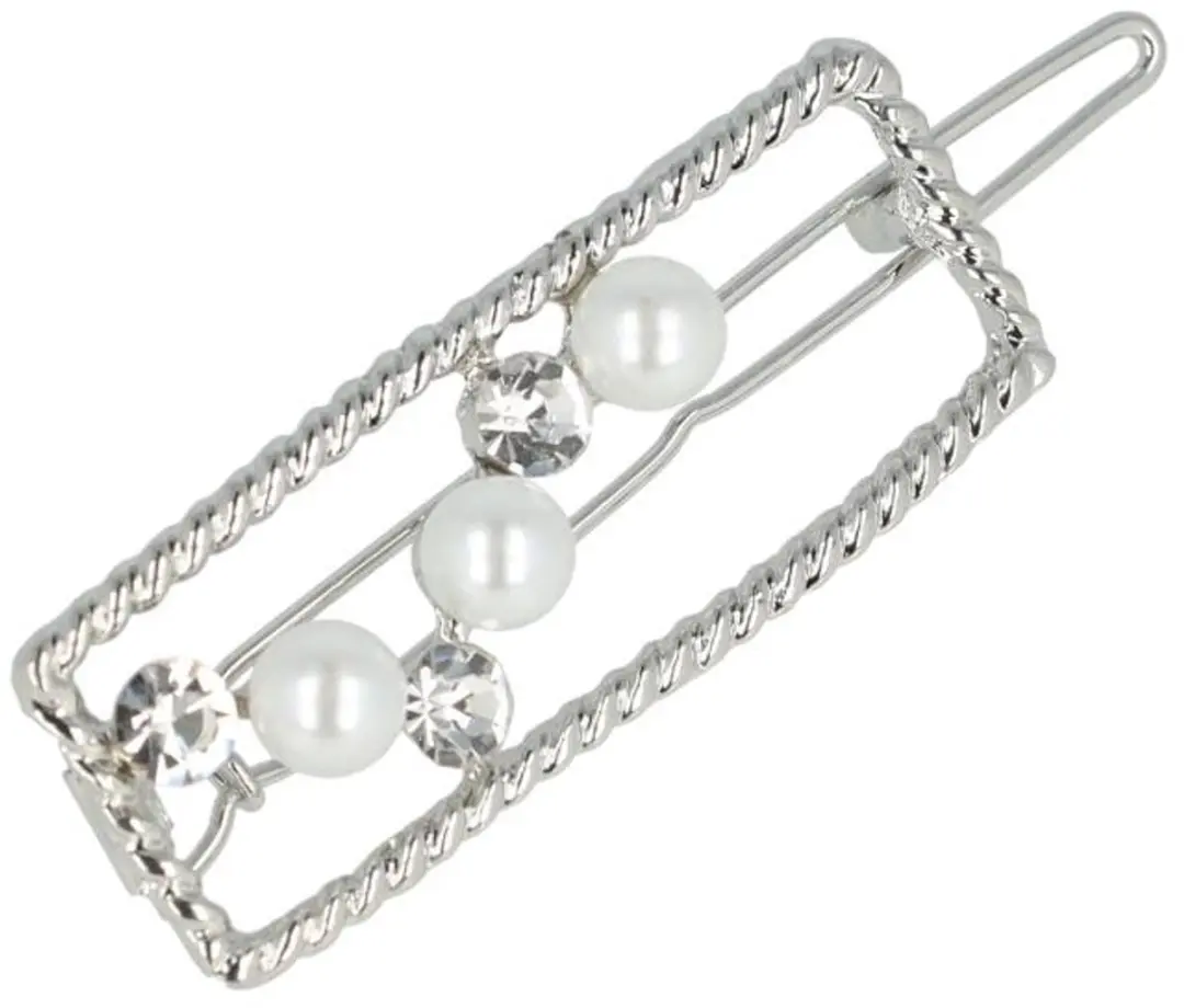 Haarsoires Haarspeld 4,5cm - Recht - Parel Strass - Zilver