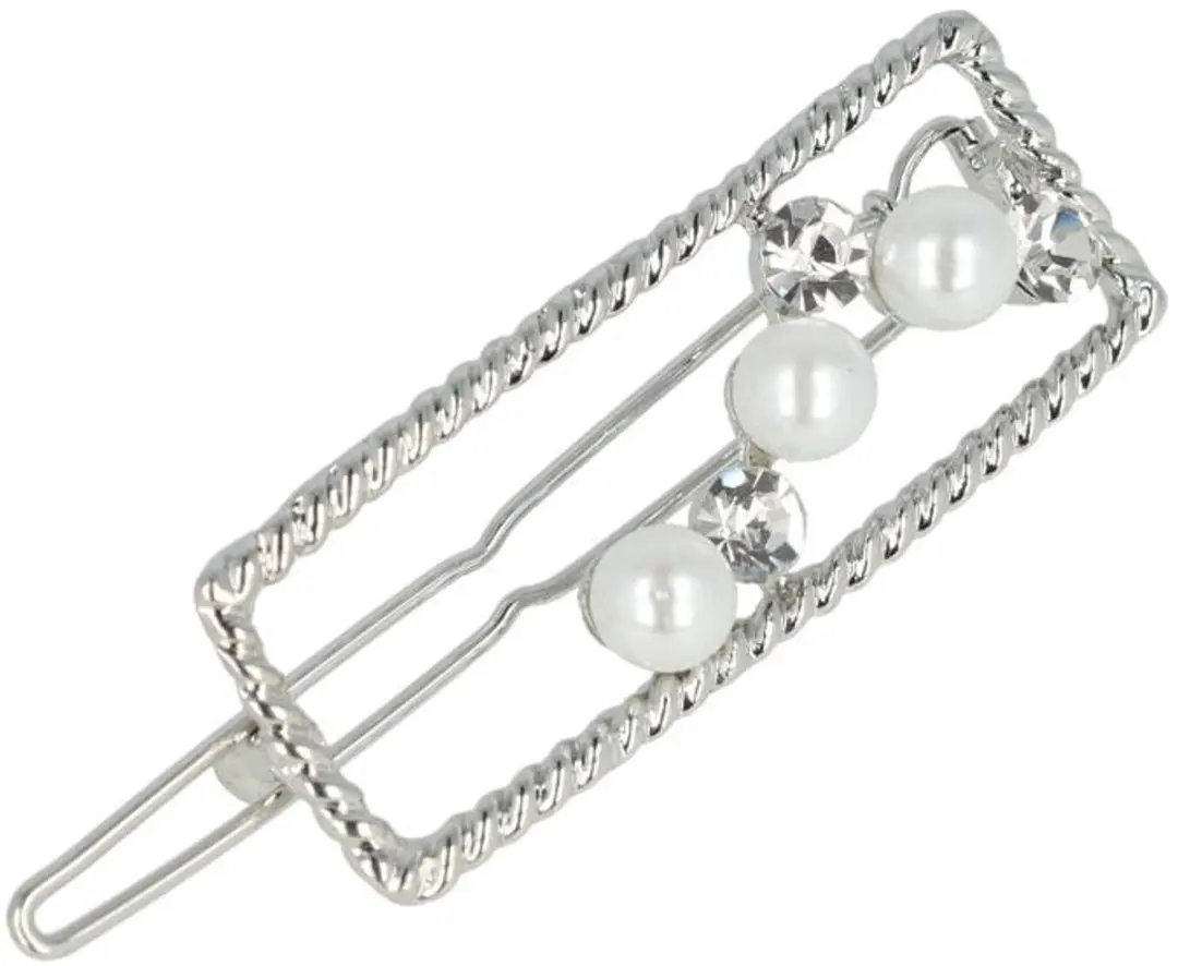 Haarsoires Haarspeld 4,5cm - Recht - Parel Strass - Zilver