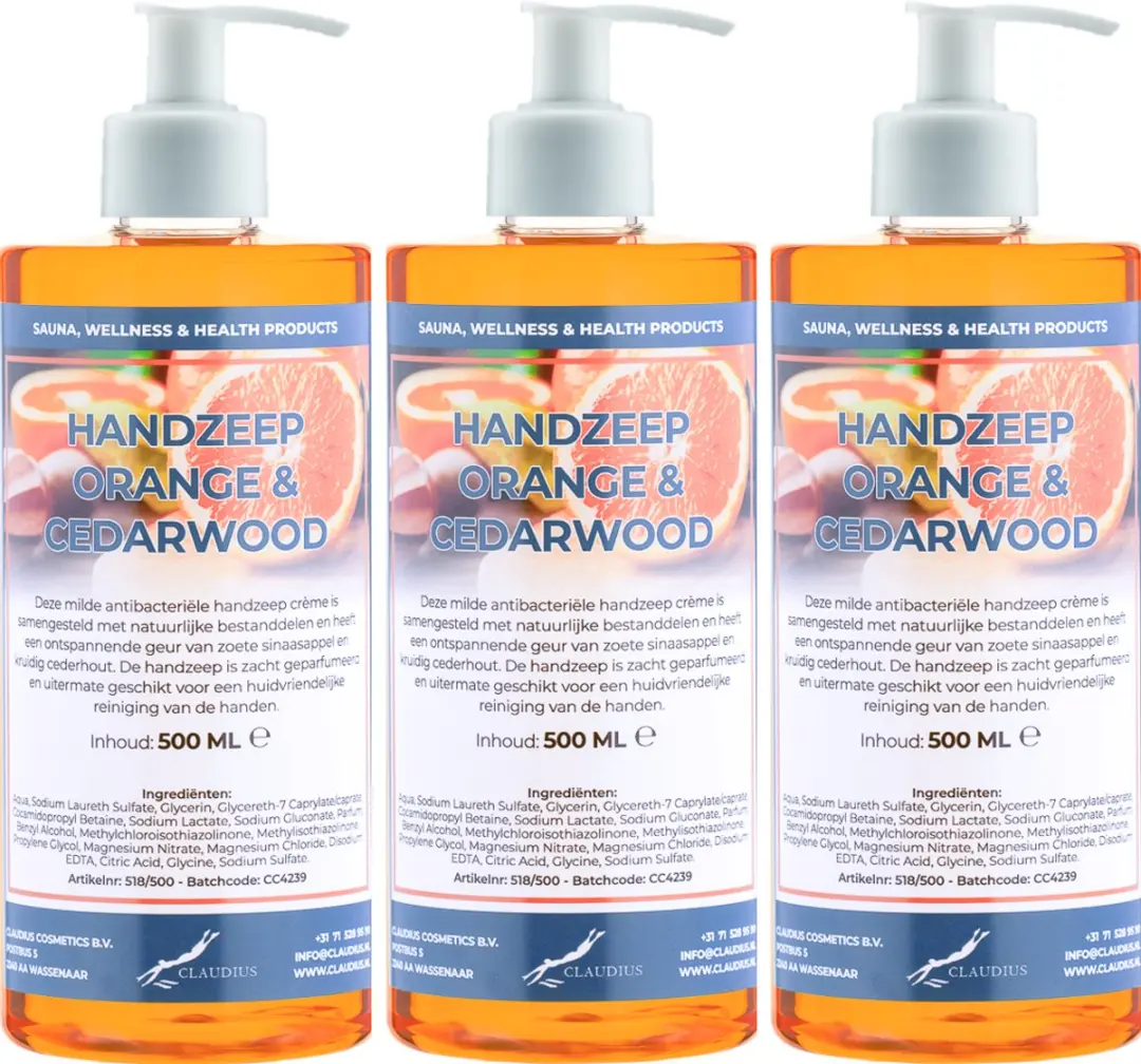 Splashbox Cosmetics Handzeep Sweet Orange & Cedarwood 500ml - 3 Stuks