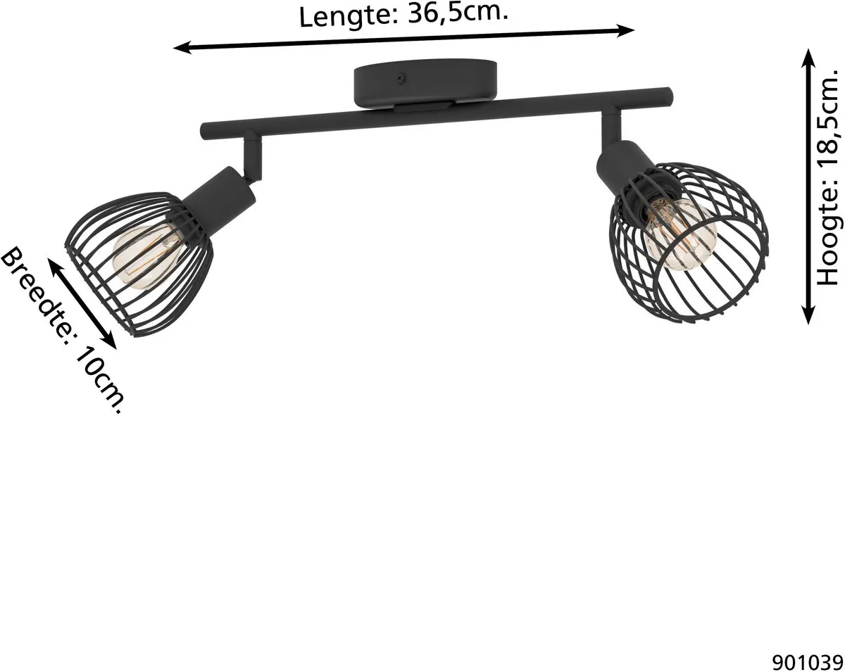 Eglo Sonnino Spot E14 - 2x40W - 36,5cm - Zwart