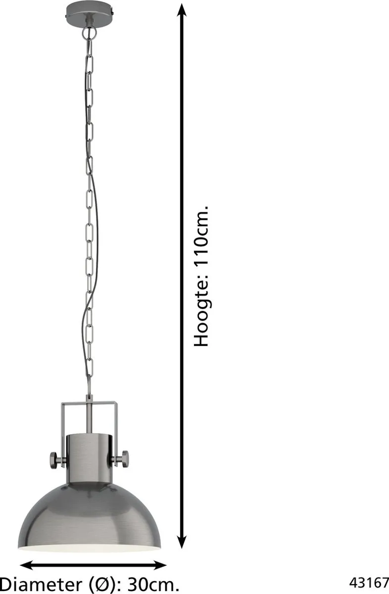 Eglo Lubenham 1 Hanglamp - Ø30cm - Nikkel Antiek