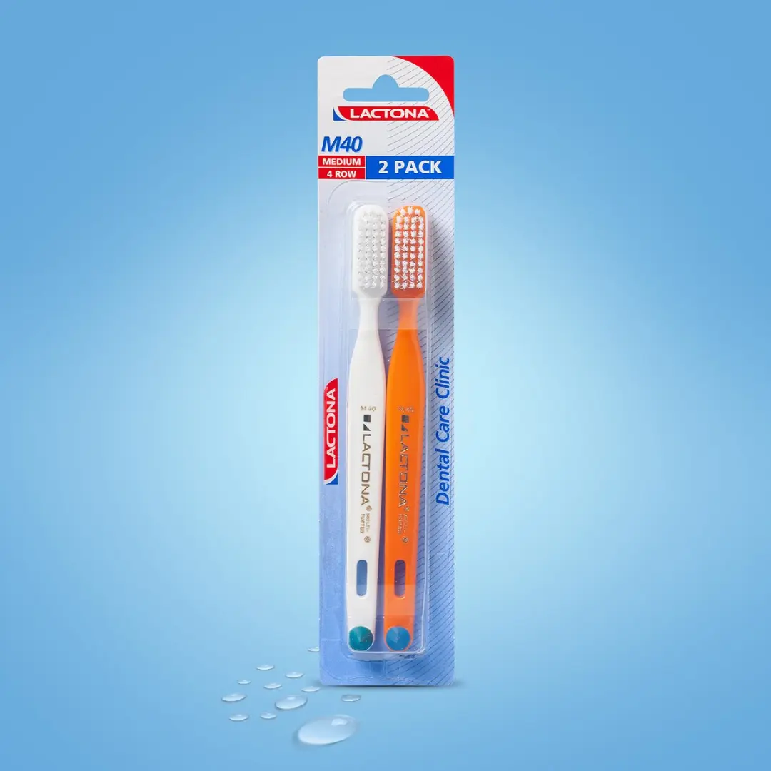 Lactona M40 Medium Duo Tandenborstels - 2 Stuks - Oranje