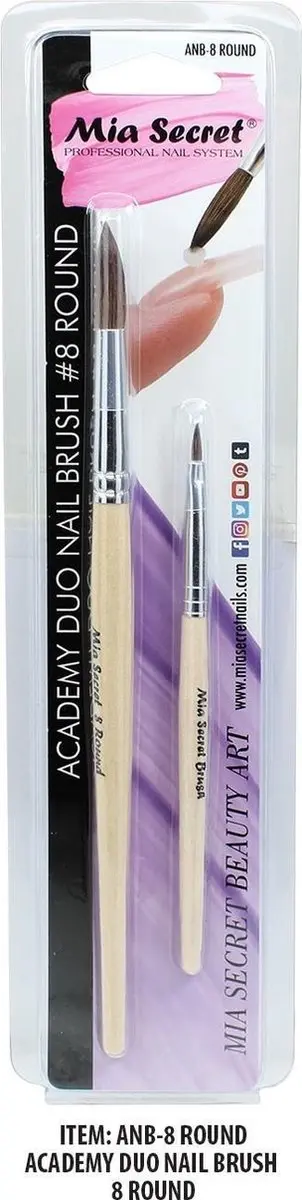 Mia Secret Academy Duo Acryl Penseel #8 - 2 Stuks