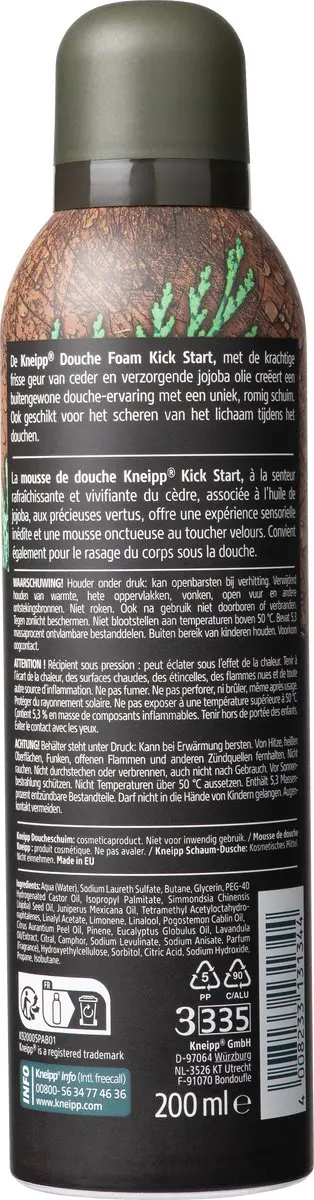 Kneipp Men Kick Start Douche Schuim 200ml - Ceder & Jojoba