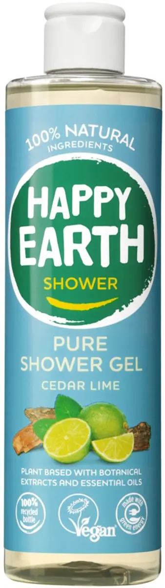 Happy Earth Douchegel Cedar Lime 300ml