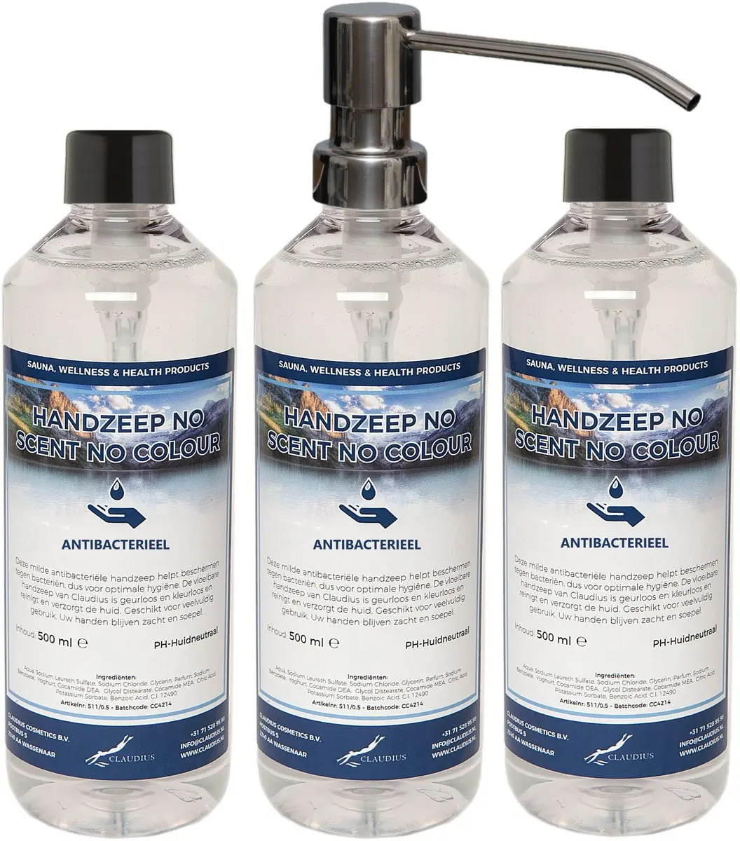 Splashbox Cosmetics Handzeep 500ml - 3 Stuks (met RVS pomp)