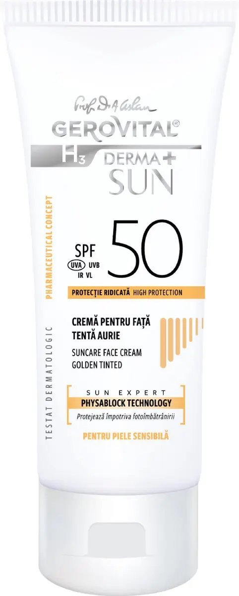 Gerovital Zonnebrandcrème SPF50 Golden Tinted 50ml