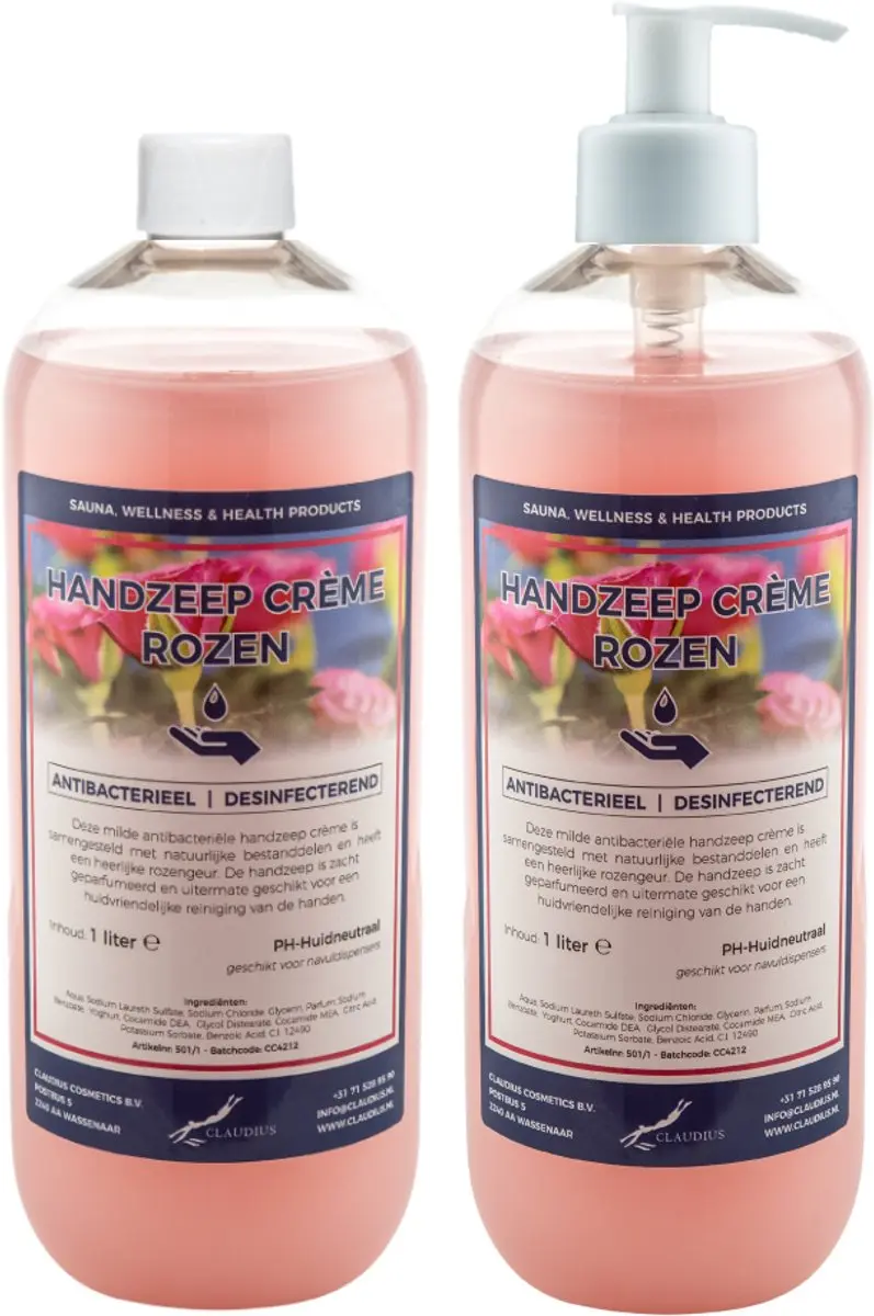 Splashbox Cosmetics Handzeep Crème Rozen 1L - 2 Stuks
