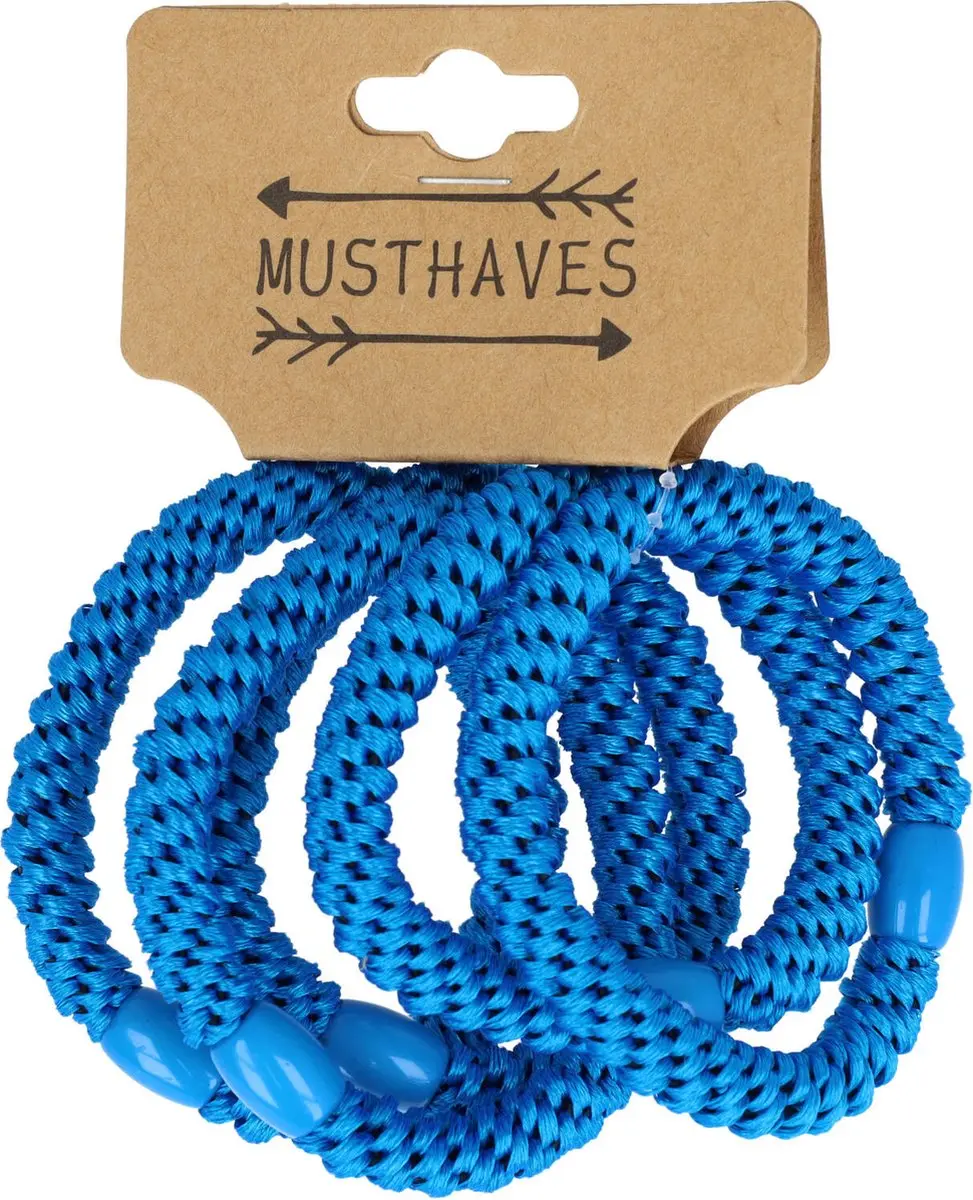 Haarsoires Haarelastieken Basic Blauw - Set van 5
