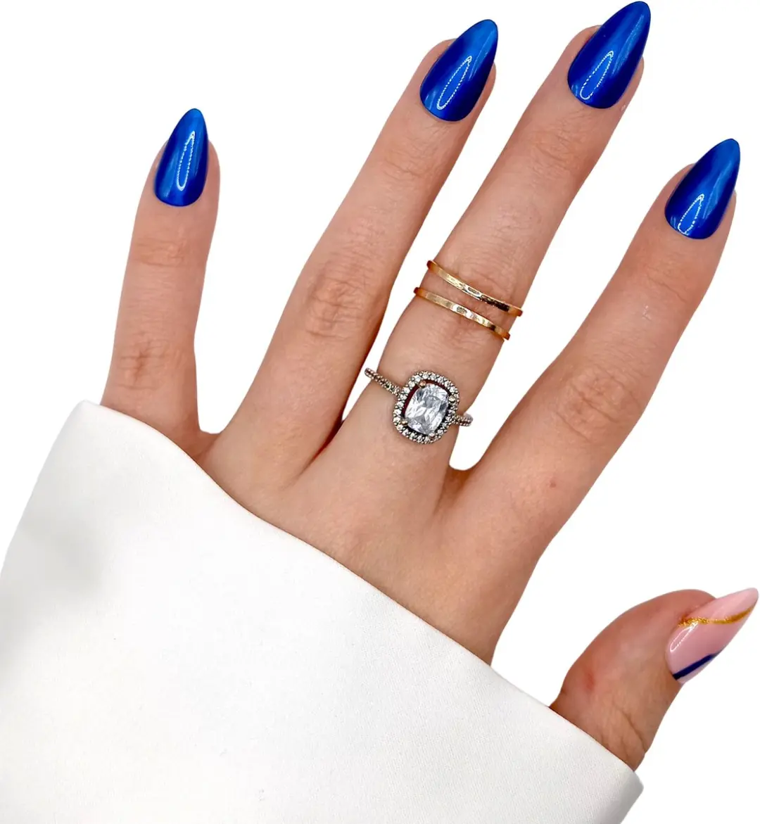SD Press on Nails B-126 Plaknagels - 20 Stuks - Blauw Nude Swirl