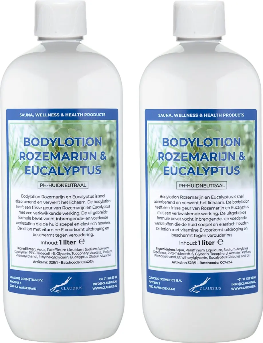 Splashbox Cosmetics Rozemarijn & Eucalyptus Bodylotion 2 Liter - 2 Stuks