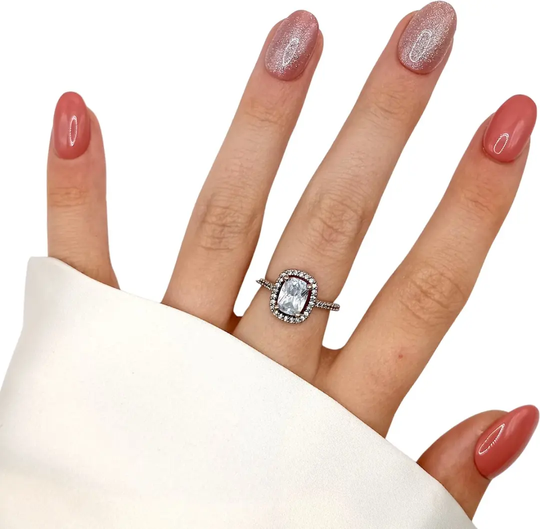 SD Press on Nails B-69 Plaknagels - Nude Glitter - 20 Stuks