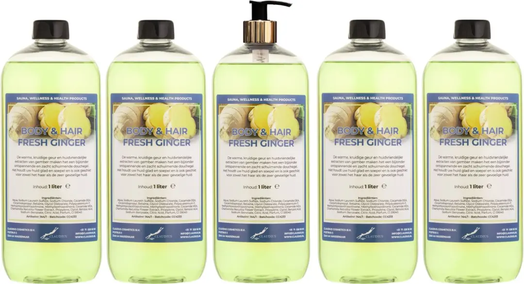Splashbox Cosmetics Body & Hair Fresh Ginger 5x1L - 2-in-1 Douchegel