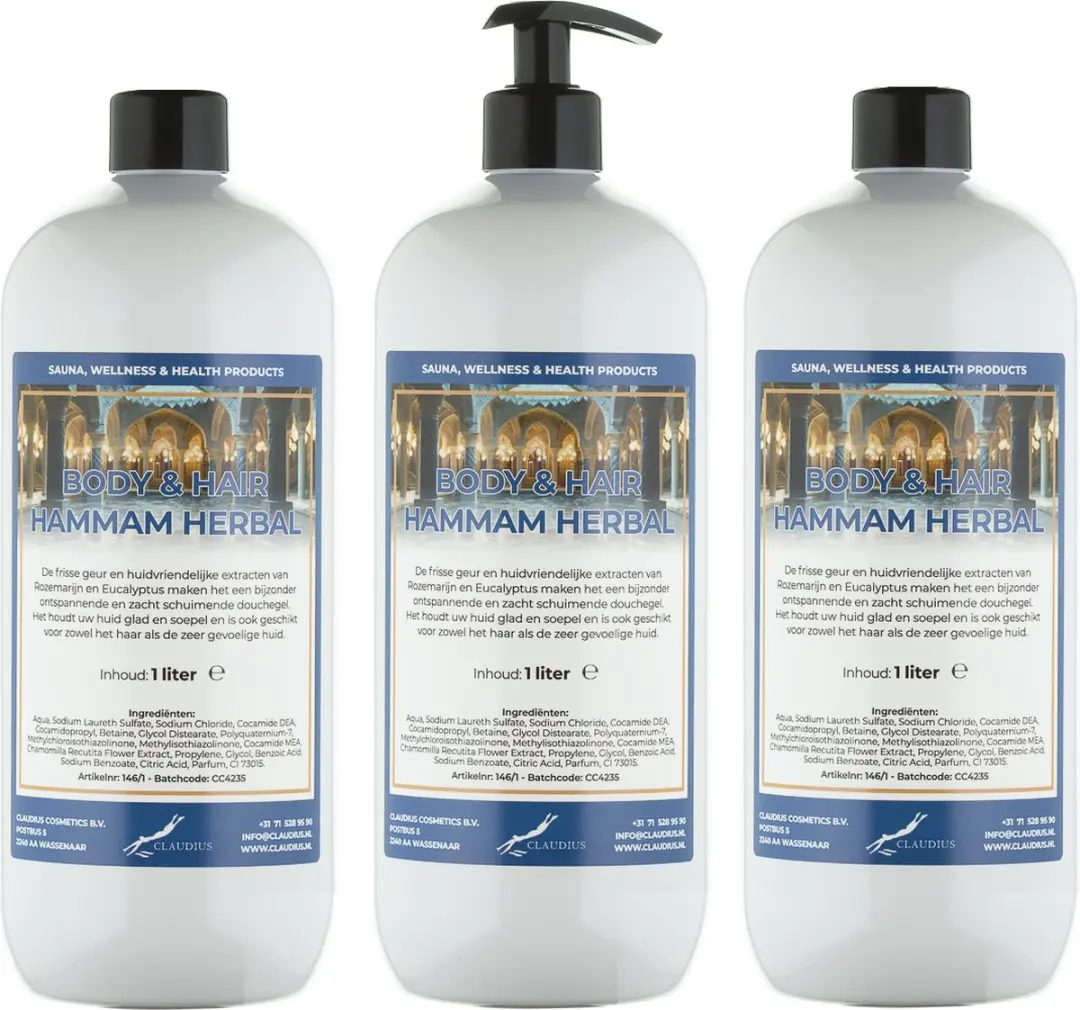 Splashbox Cosmetics Body & Hair Hammam Herbal 1L - 3 Stuks
