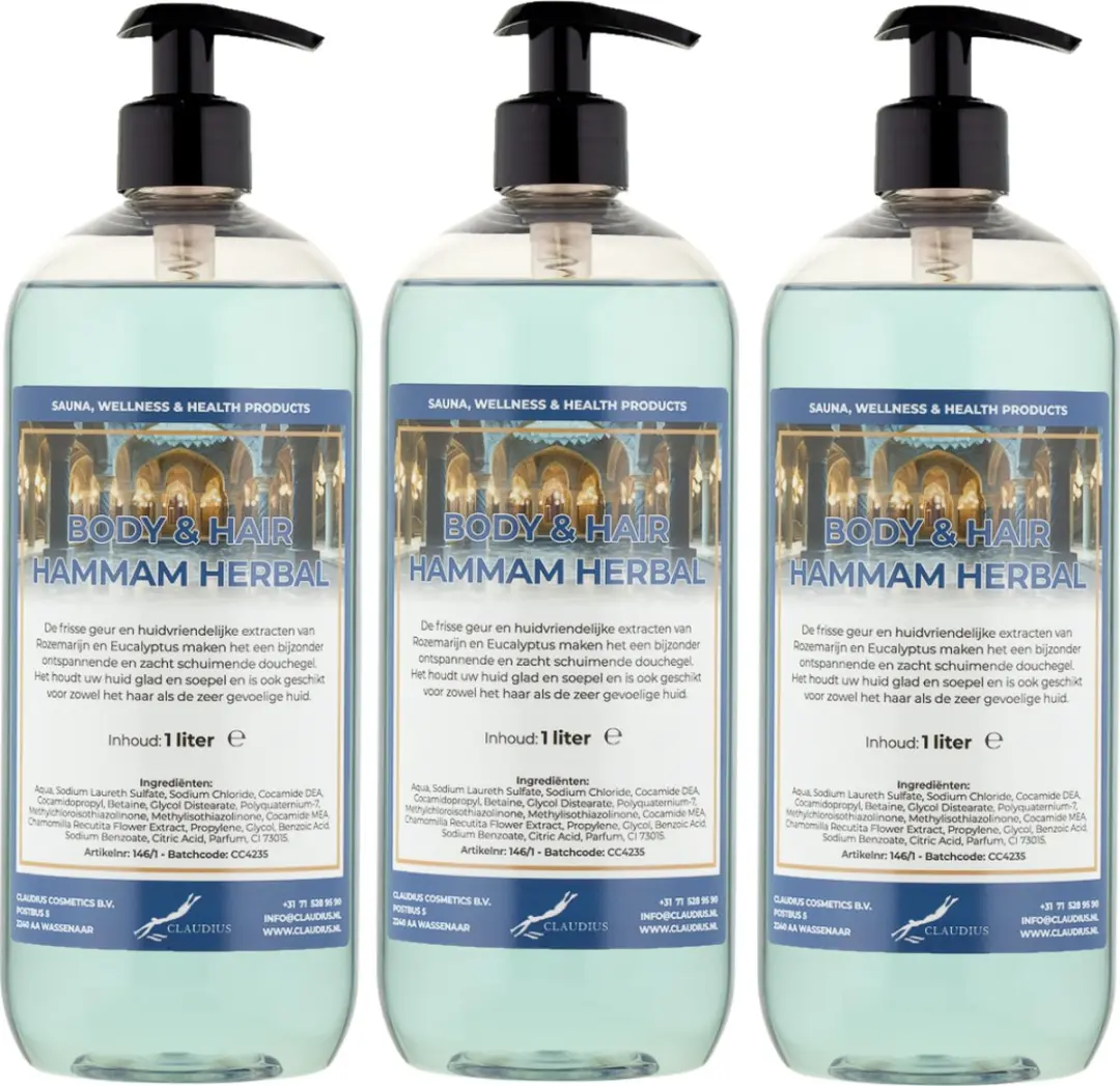 Splashbox Cosmetics Body & Hair Hammam Herbal 1L - 3 Stuks