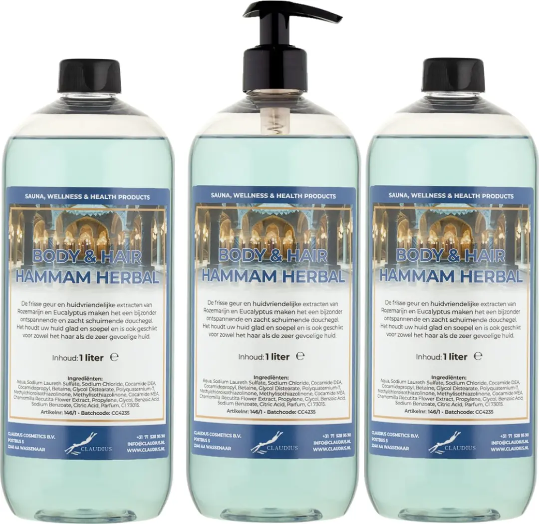 Splashbox Cosmetics Body & Hair Hammam Herbal 1L - 3 Stuks