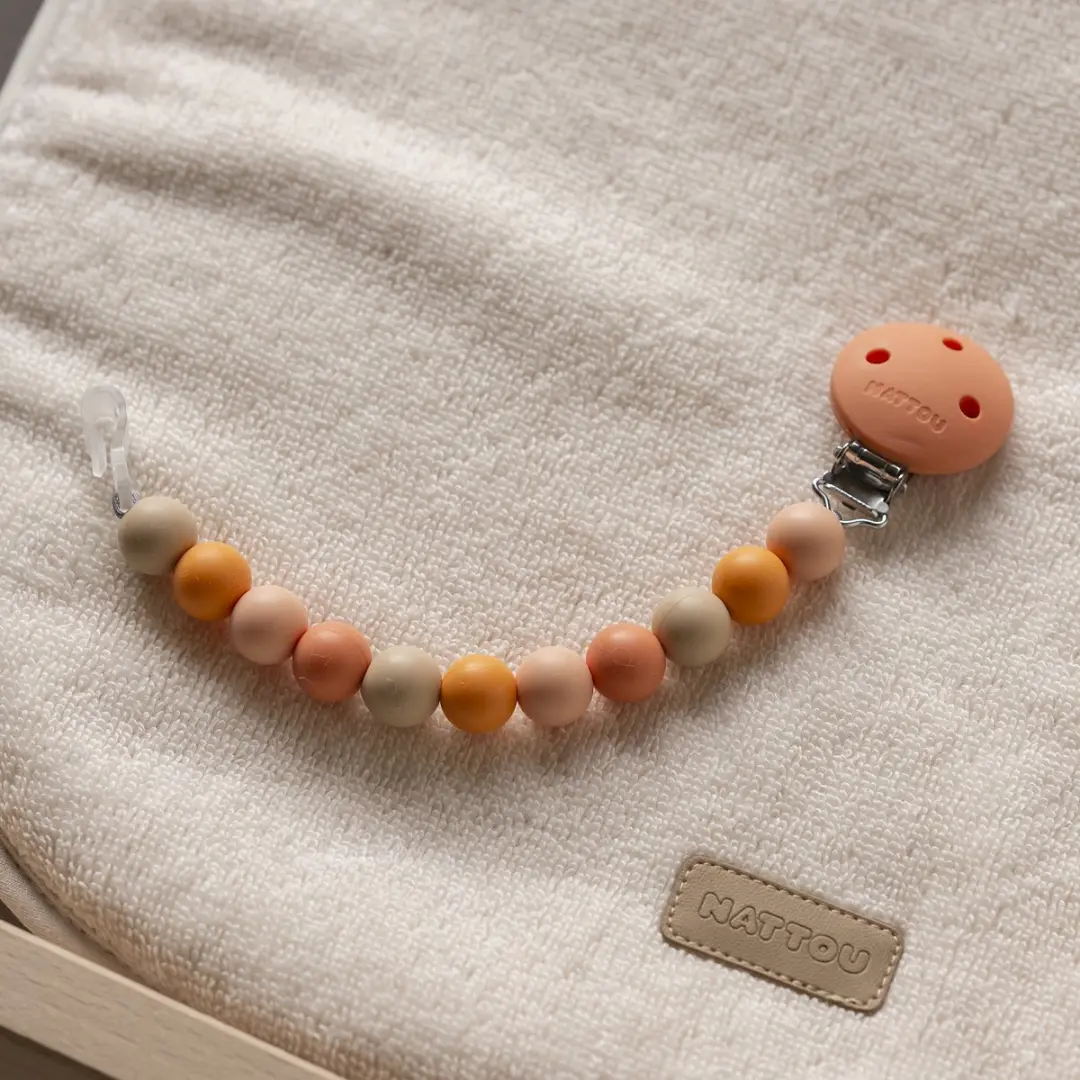 Nattou Silicone Fopspeenketting 21cm - Beige/Terracotta