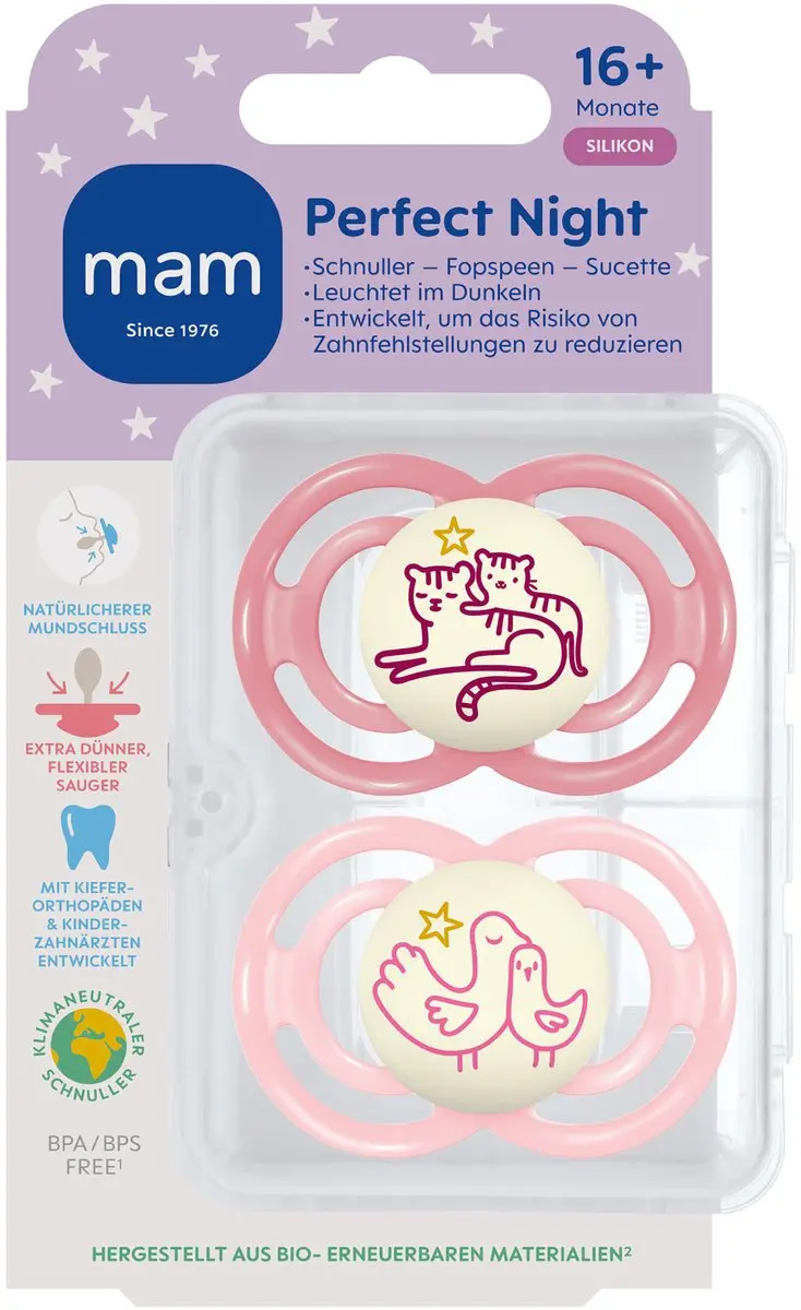 MAM Perfect Night Speen Orthodontisch Roze - 2 Stuks