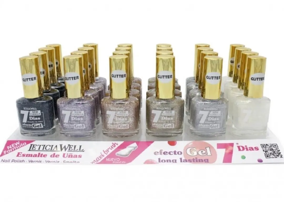Leticia Well Nagellak 383 - Transparant met Zilver/Lila Glitters 13ml