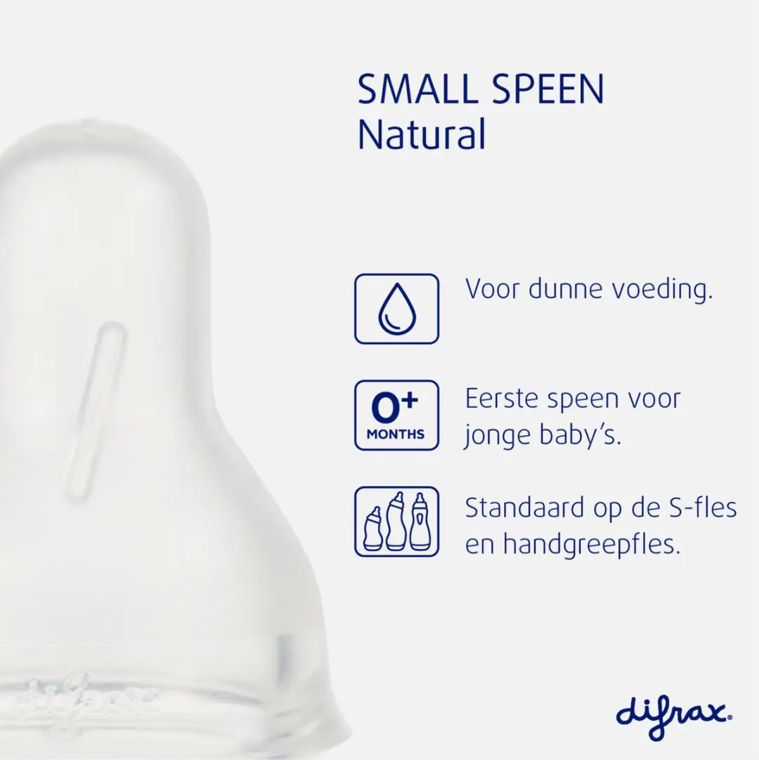 Difrax Flessenspeen Natural Small - 4 Stuks