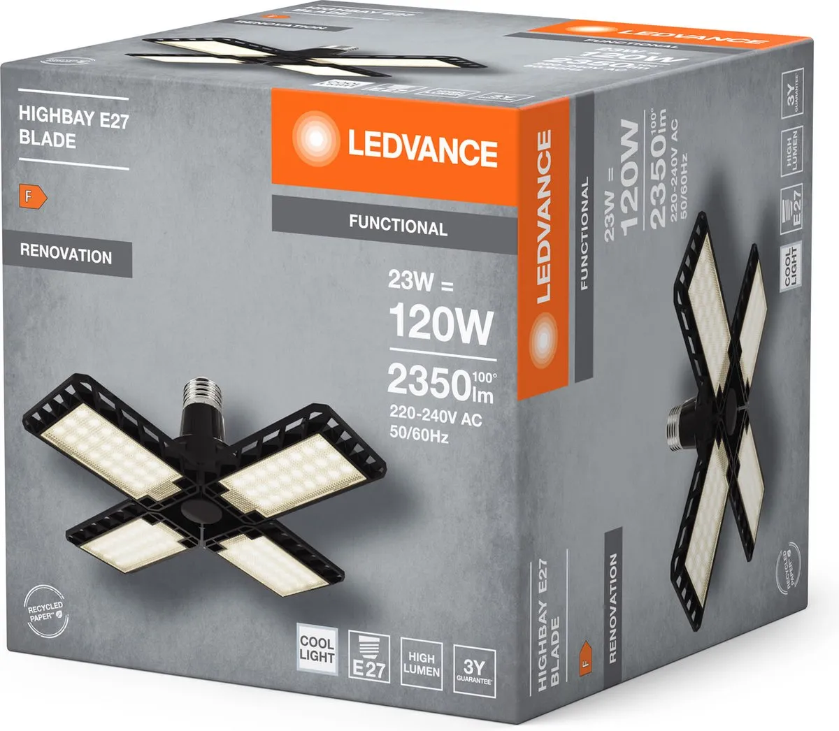 LEDVANCE Highbay Blade E27 23W Koelwit - 2350 Lm - Zwart