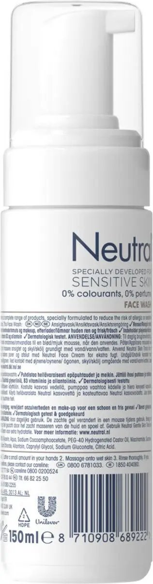 Neutral 0% Lotion Face Wash - 6x150ml