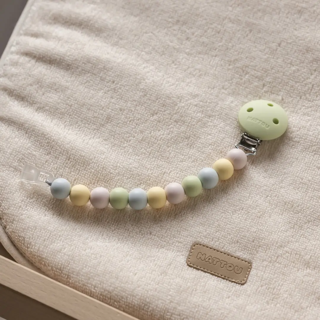 Nattou Silicone Fopspeenketting 21cm - Multi Groen