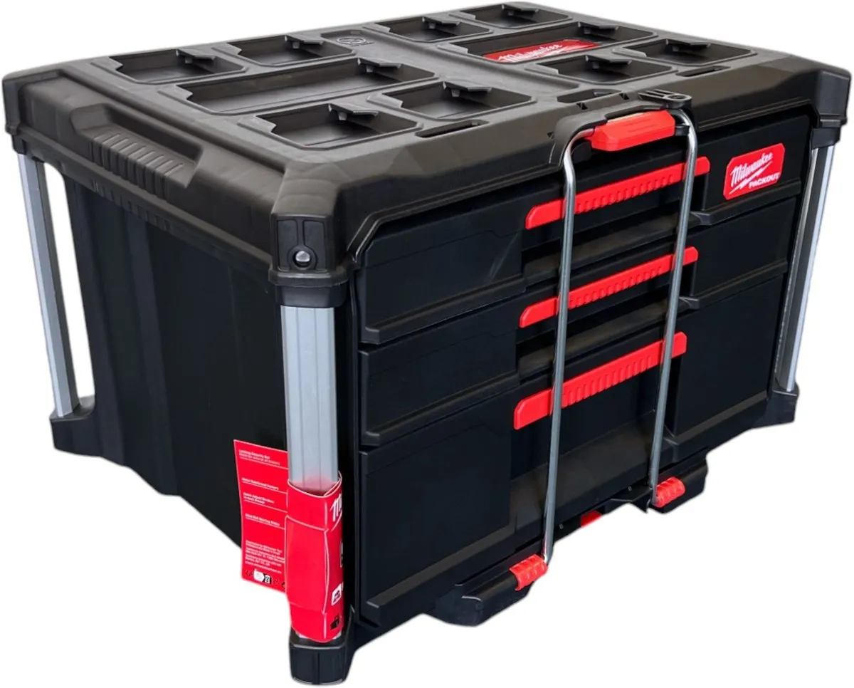 Milwaukee PACKOUT 2+1 Lade Gereedschapskoffer 363x564x414mm - Zwart/Rood