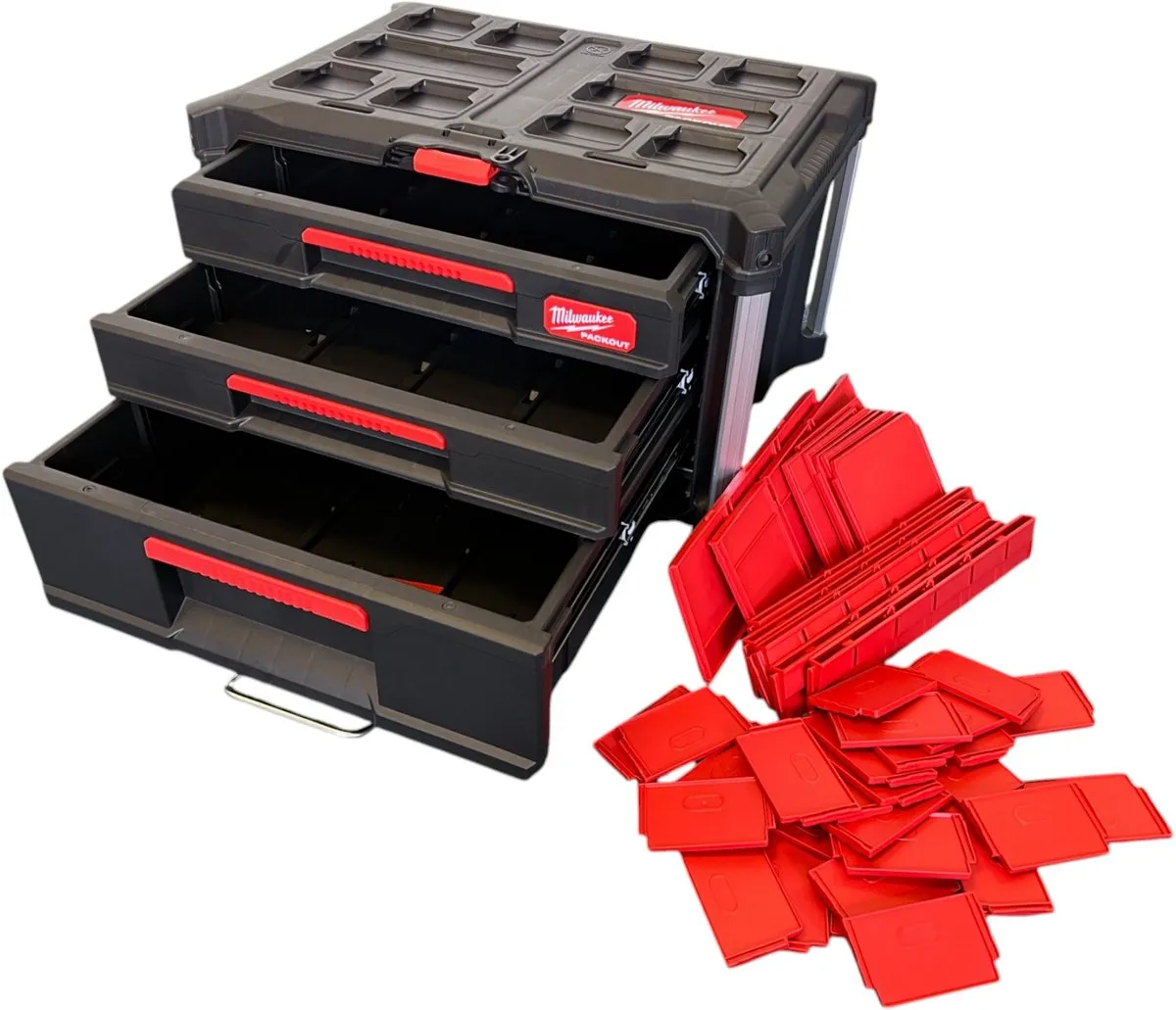 Milwaukee PACKOUT 2+1 Lade Gereedschapskoffer 363x564x414mm