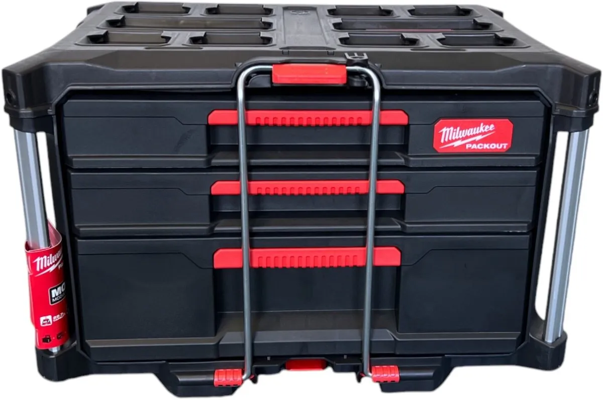 Milwaukee PACKOUT 2+1 Lade Gereedschapskoffer 363x564x414mm - Zwart/Rood