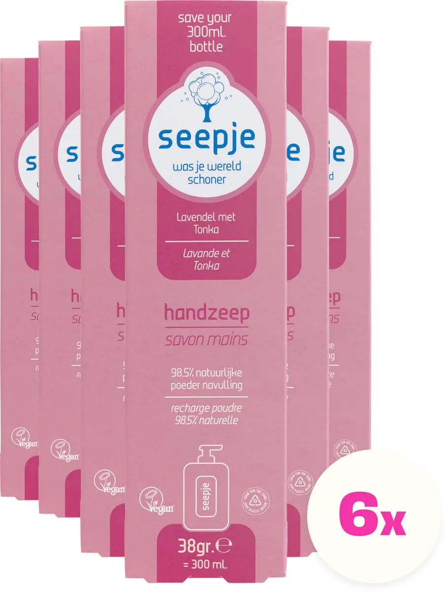 Seepje Handzeep Navulling Lavendel met Tonka 6x38ml