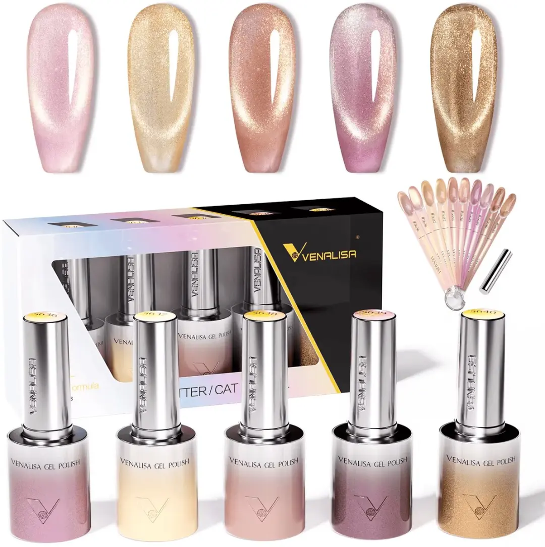 Venalisa Glitter/Cat Eye Gel 10ml - 5 Stuks - Platinum Reflective