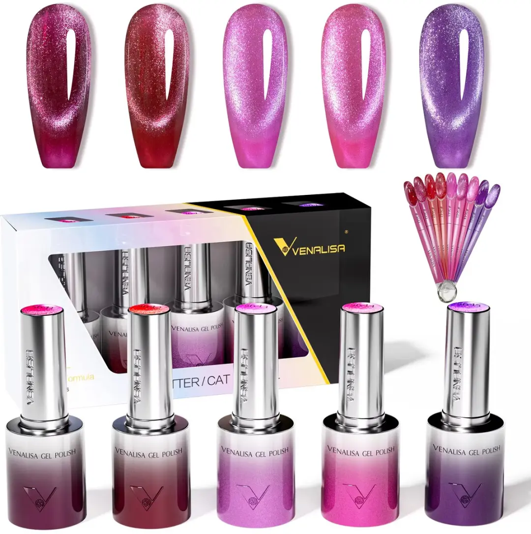 Venalisa Glitter/Cat Eye Gel 10ml - 5 Stuks - Platinum Reflective