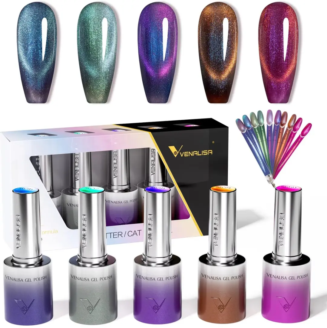 Venalisa Glitter/Cat Eye Gel 10ml - 5 Stuks - Platinum Reflective