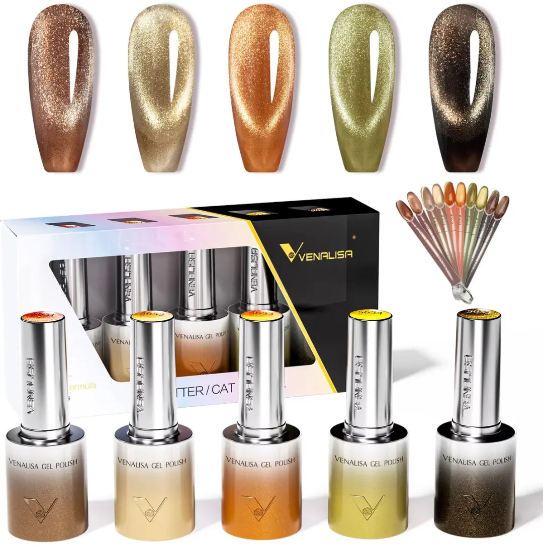 Venalisa Glitter/Cat Eye Gel 10ml - 5 Stuks - Platinum Reflective