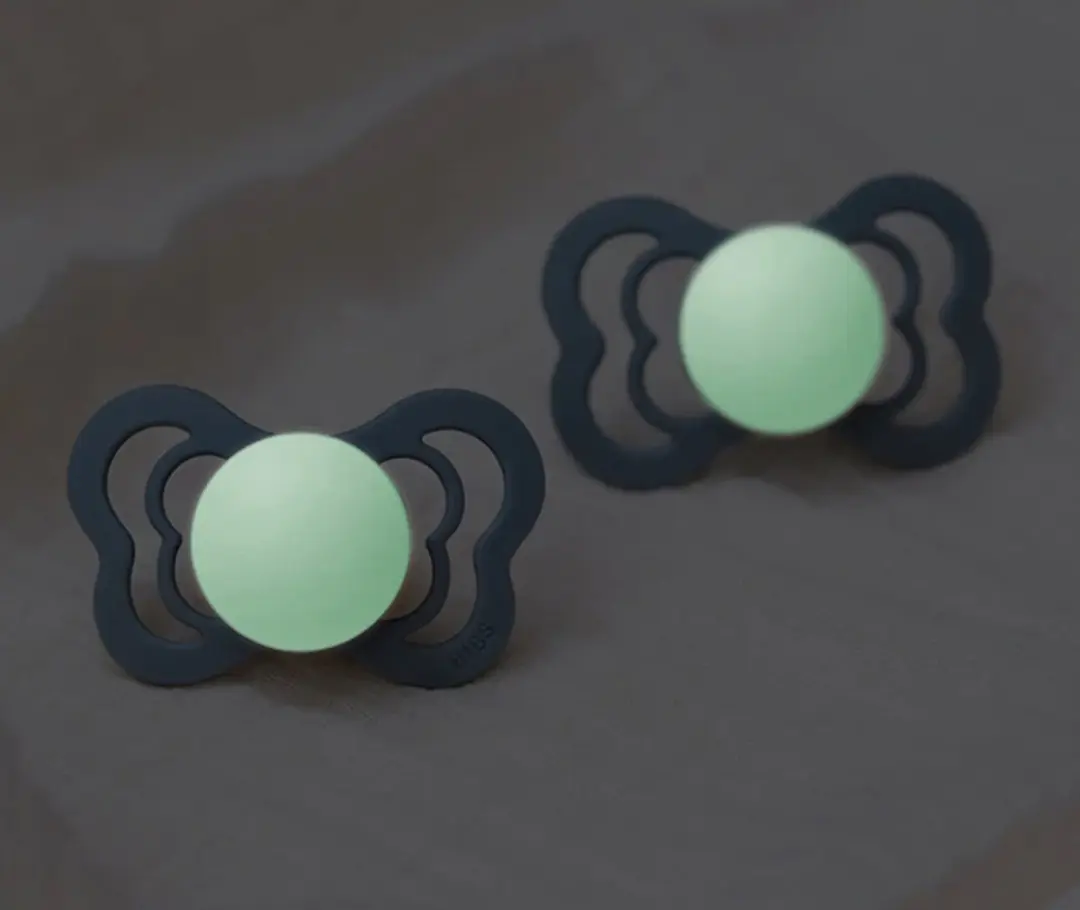 BIBS Supreme Pacifier Glow-in-the-Dark 0+ - 2 Stuks - Blush Night/Vanilla Night