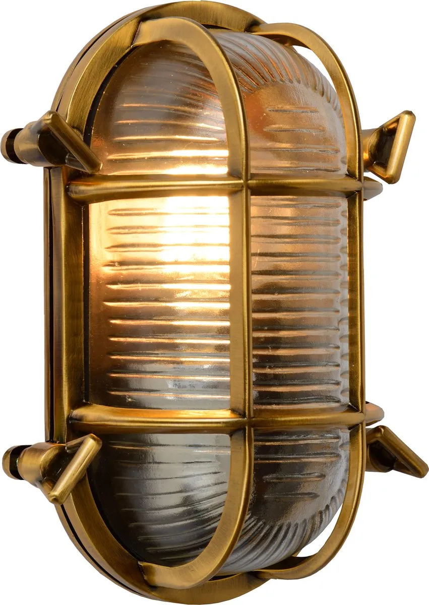 Lucide Dudley Wandlamp E27 IP65 - Mat Goud/Messing