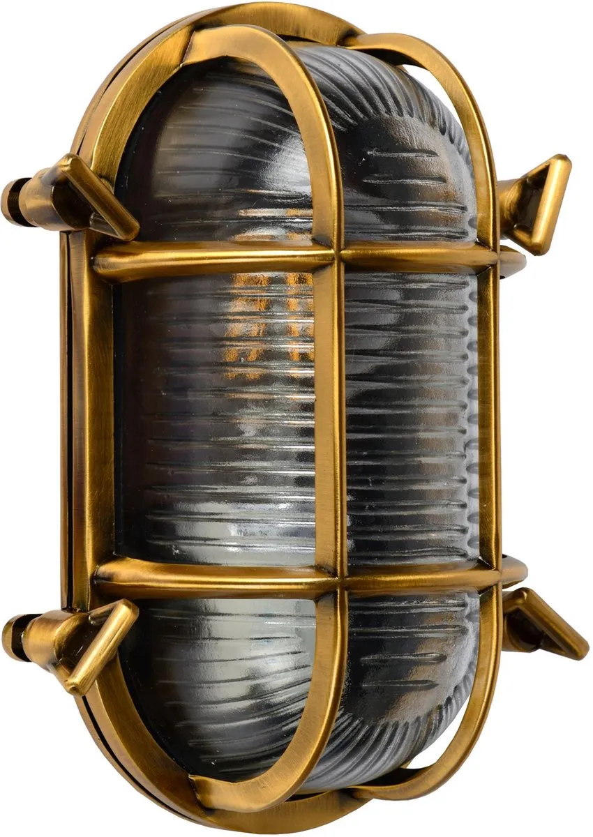 Lucide Dudley Wandlamp E27 IP65 - Mat Goud/Messing