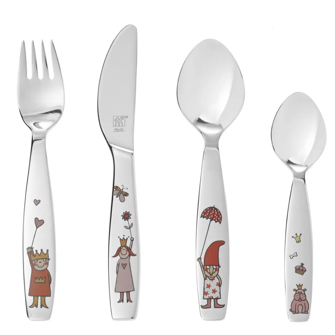 Zwilling Prinses Emilie Kinderbestek 4-delig - Zilver/Rood/Rozeroze