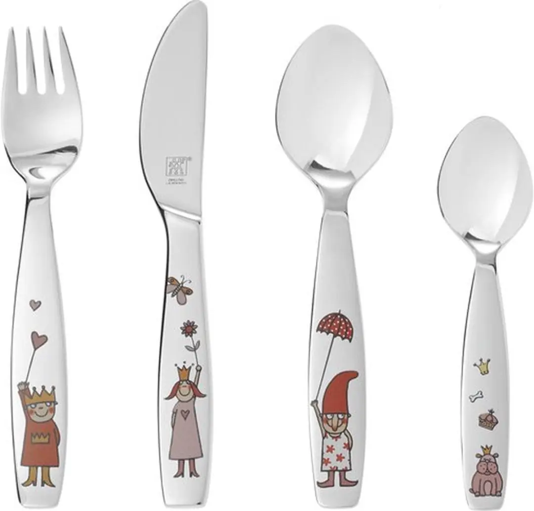 Zwilling Prinses Emilie Kinderbestek 4-delig - Zilver/Rood/Rozeroze