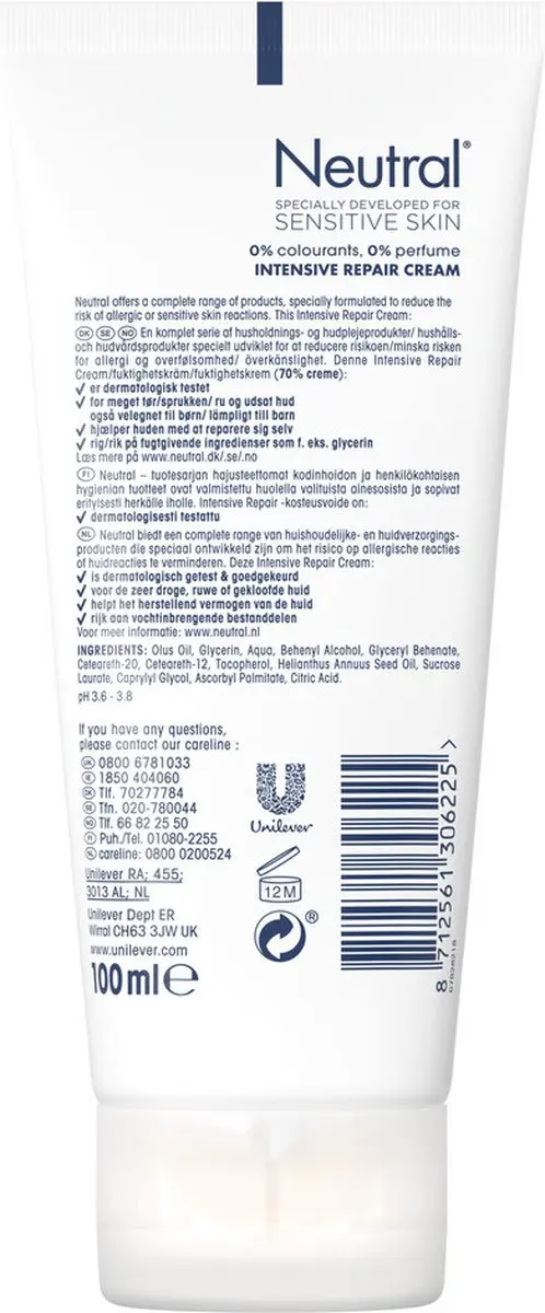 Neutral 0% Intensive Repair Cream - 6x100ml