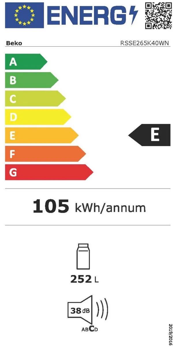 Beko RSSE265K40WN Koelkast - Wit